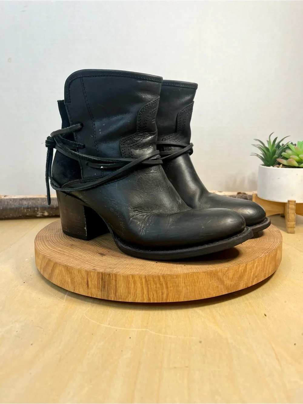 Freebird Pasey Black Heeled Ankle Boots Size 8